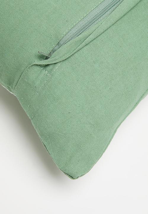 Sixth Floor - Tropica embroidered woven cushion cover - olive