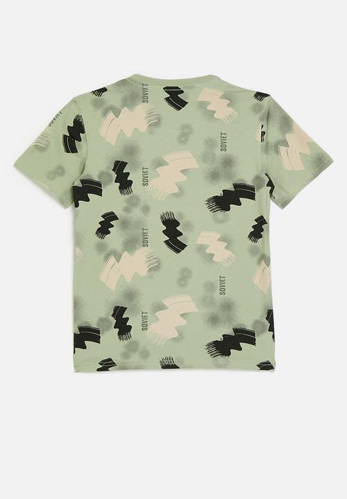 SOVIET - Boys rotary print T-shirt - sage
