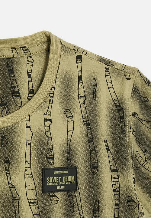 SOVIET - Boys rotary print t-shirt - kelp