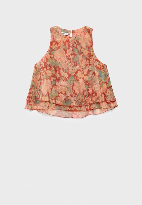 MANGO - Blusa celia - dark red