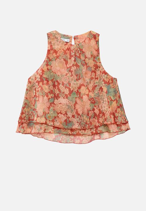 MANGO - Blusa celia - dark red