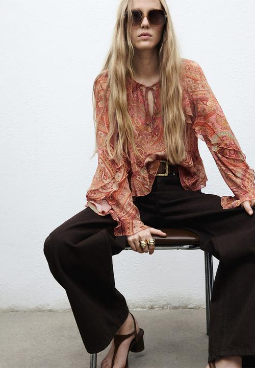 MANGO - Blusa icey - brown