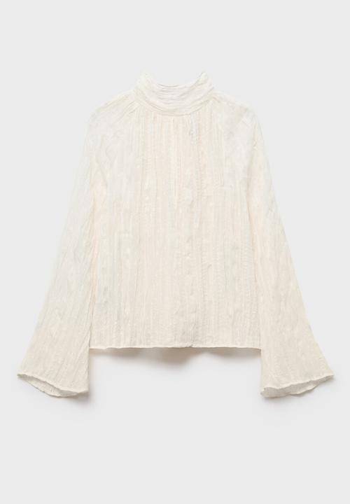 MANGO - Blouse coty -  natural