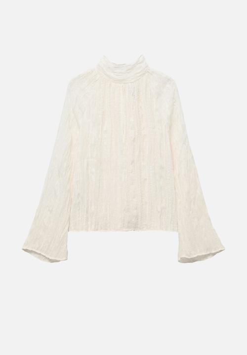 MANGO - Blouse coty -  natural