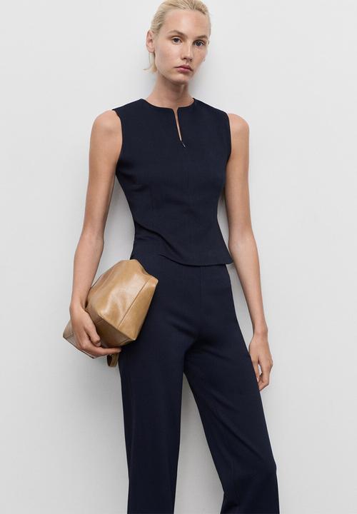 MANGO - Trousers brin -  midnight navy