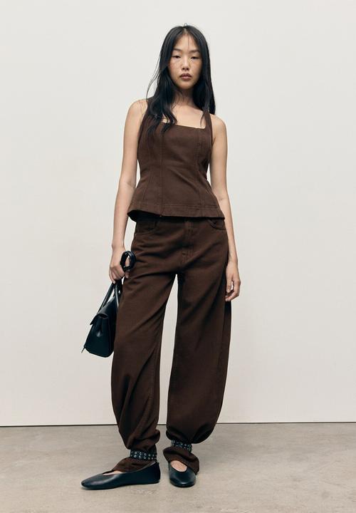 MANGO - Top charlot - dark brown