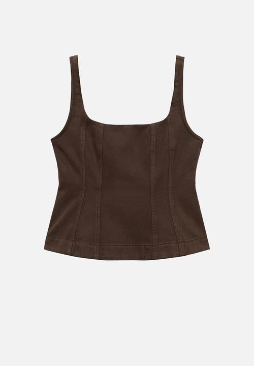 MANGO - Top charlot - dark brown