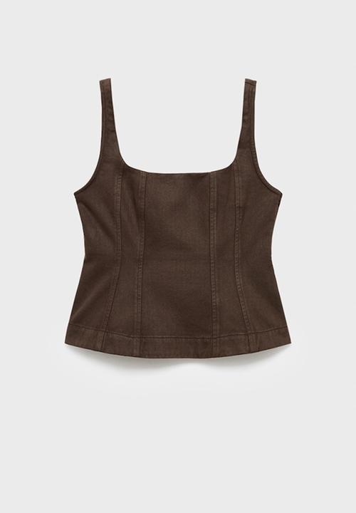 MANGO - Top charlot - dark brown