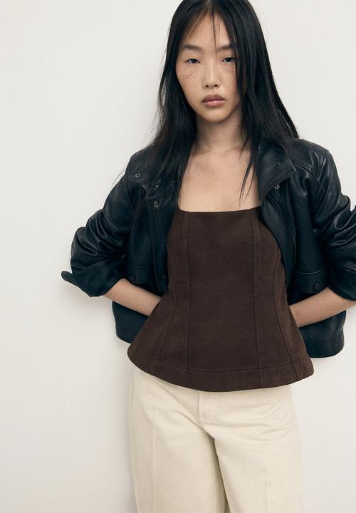 MANGO - Top charlot - dark brown