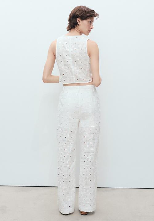 MANGO - Trouser fado - white