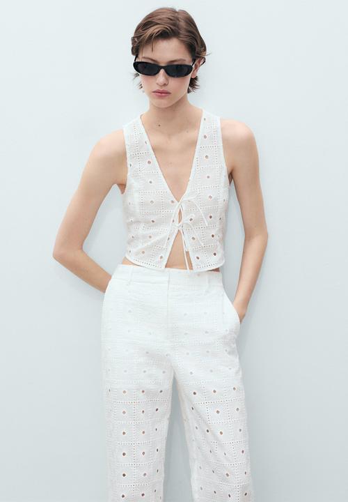 MANGO - Trouser fado - white