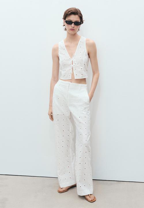MANGO - Trouser fado - white