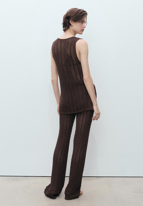 MANGO - Trousers magnolia -  dark brown