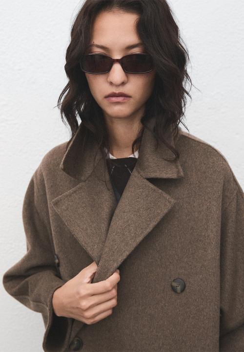 MANGO - Coat picarol  -  medium brown