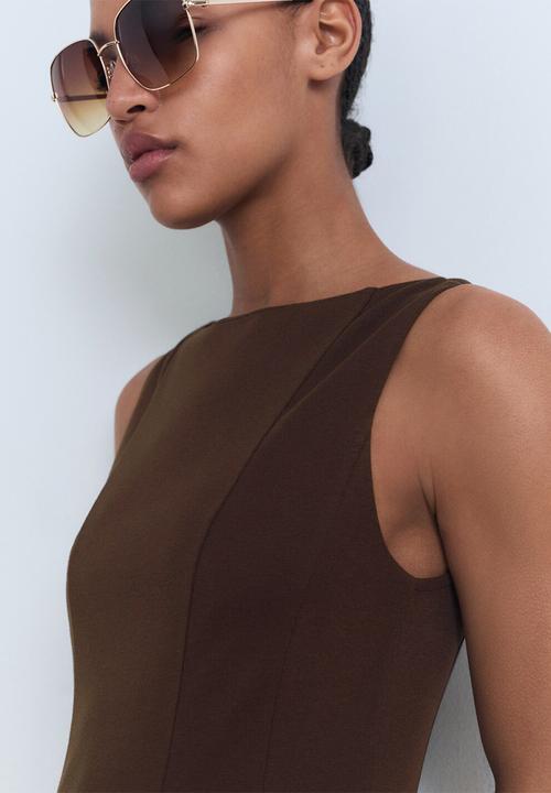 MANGO - Dress sicily -  dark brown
