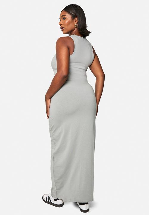 boohoo - Plus racer neck maxi dress -  grey