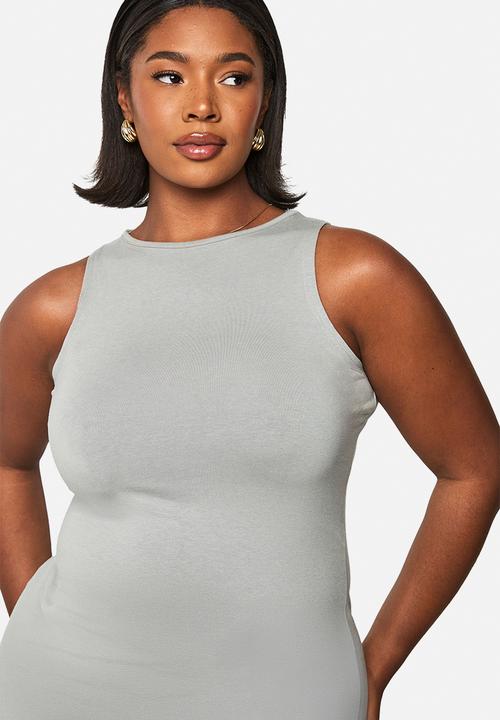 boohoo - Plus racer neck maxi dress -  grey