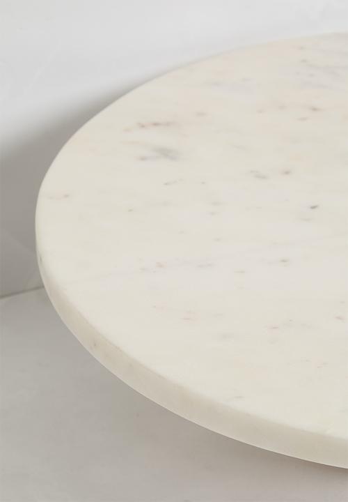 Sixth Floor - Marble & wood cakestand - white