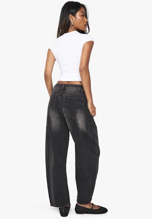 boohoo - Barrel leg denim jean - dark grey
