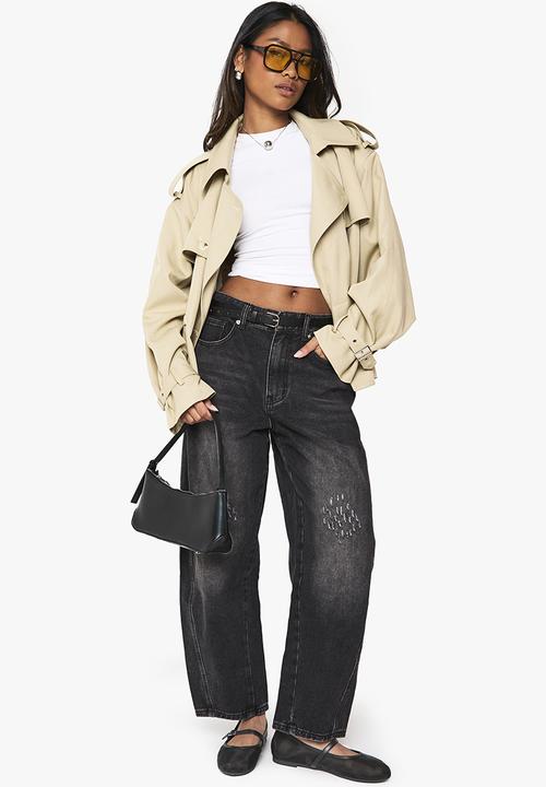 boohoo - Barrel leg denim jean - dark grey
