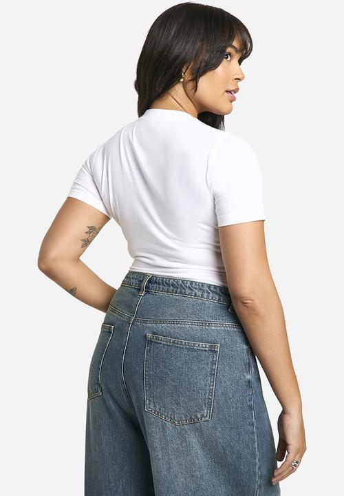 boohoo - Boohoo Basics Plus Cotton Crew Neck Fitted T-Shirt - White