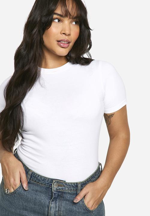 boohoo - Boohoo Basics Plus Cotton Crew Neck Fitted T-Shirt - White