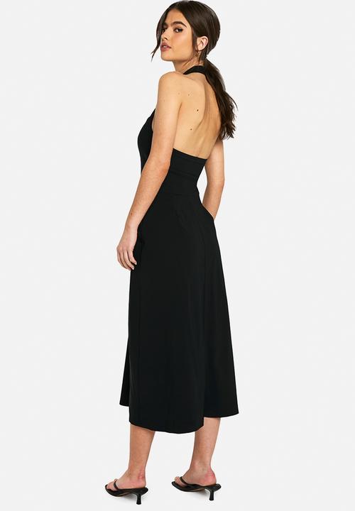 boohoo - Bengaline square neck skater midaxi dress _ black
