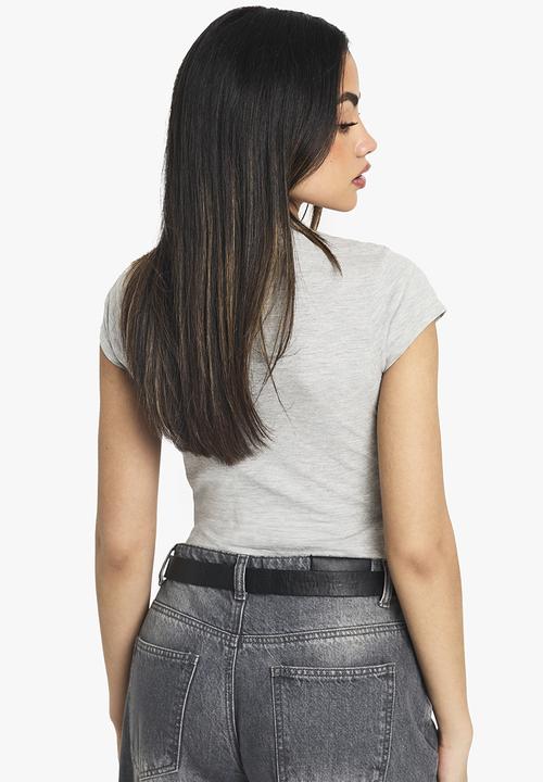 boohoo - Boohoo basics short sleeve crew neck bodysuit - grey marl