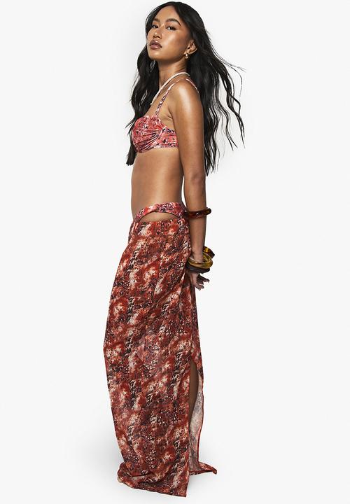 boohoo - Premium swim abstract mesh maxi beach skirt - multi