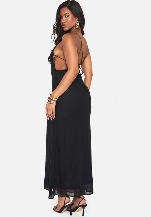 boohoo - Asymmetric column maxi dress _ black