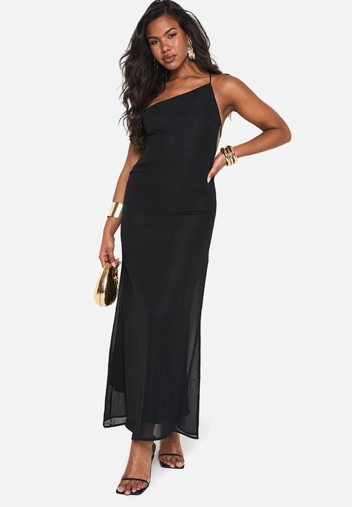 boohoo - Asymmetric column maxi dress _ black