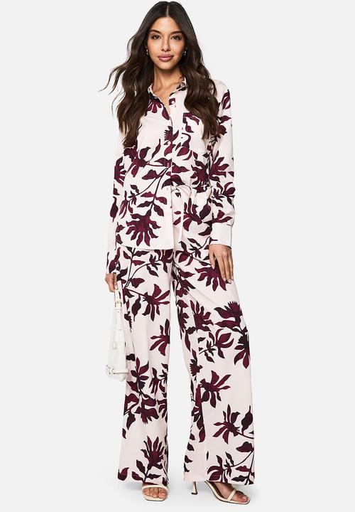 boohoo - Basic woven large floral long sleeve shirt - purple