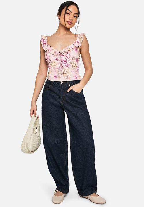 boohoo - Woven ruffle shoulder top - soft pink