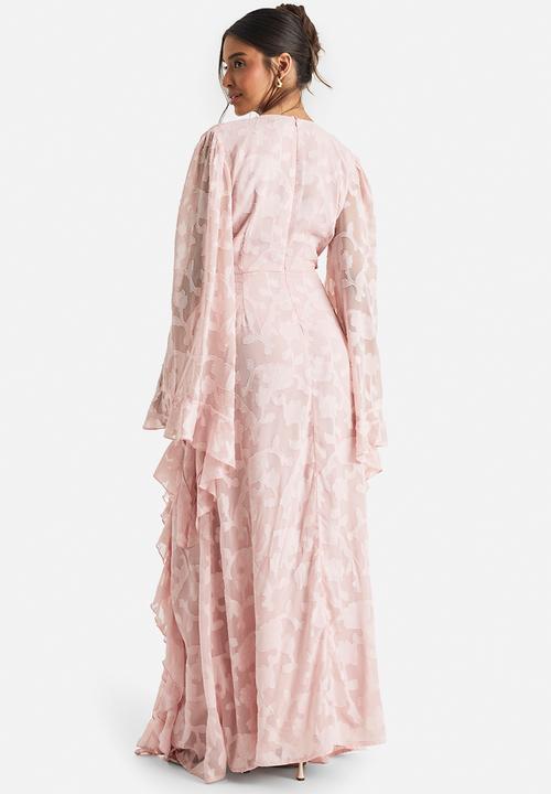 boohoo - Textured split cut out maxi dress - pink