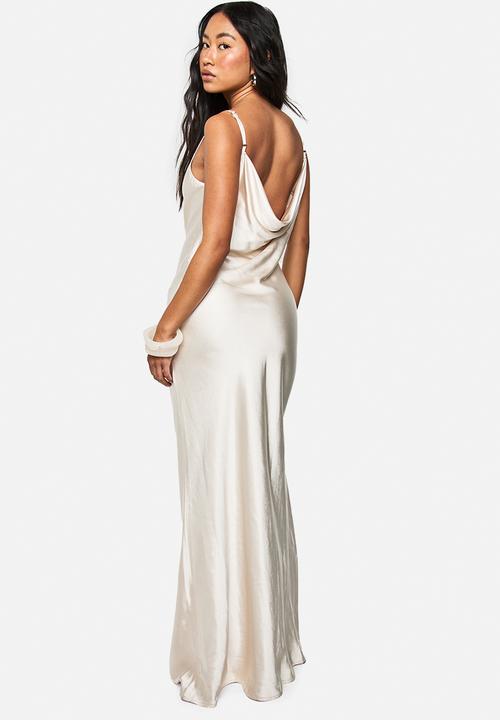 boohoo - Satin cowl neck maxi dress - stone