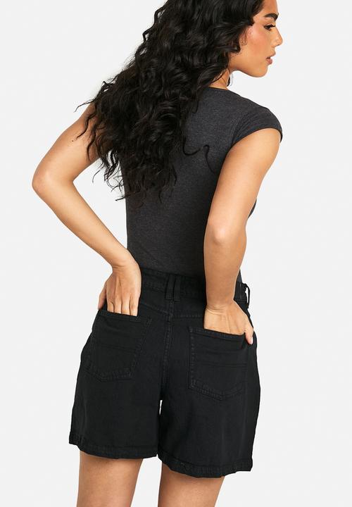 boohoo - Denim boyfriend short -  true black