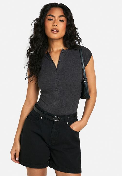 boohoo - Denim boyfriend short -  true black