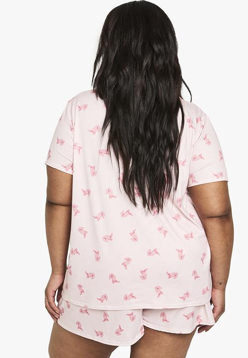 boohoo - Plus cowboy print shirt and short set - pink