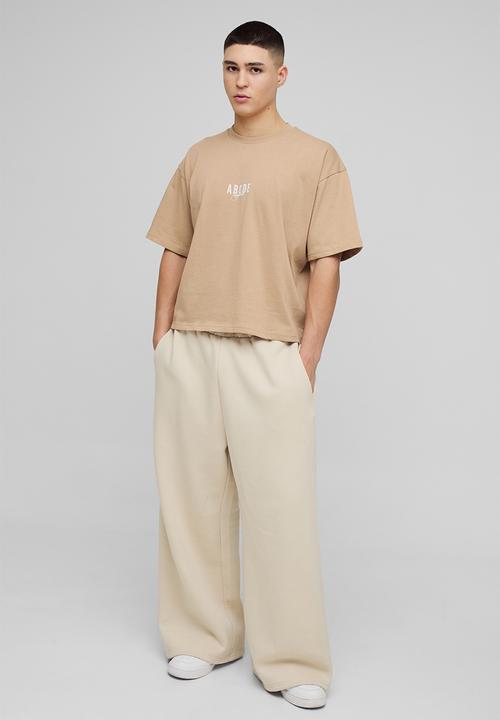 boohooMAN - ABODE Heavyweight Oversized Boxy Print T-Shirt - Taupe