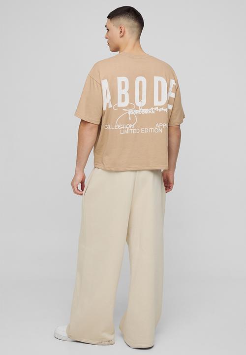 boohooMAN - ABODE Heavyweight Oversized Boxy Print T-Shirt - Taupe