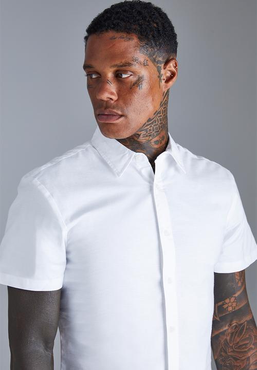 boohooMAN - Short Sleeve Slim Fit Shirt - white