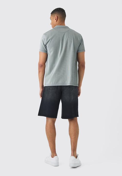 boohooMAN - Regular Revere Ribbed Jersey Shirt - Black