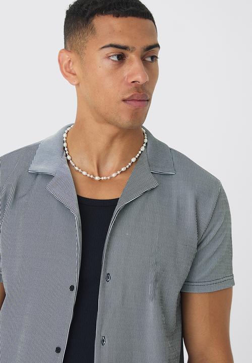 boohooMAN - Regular Revere Ribbed Jersey Shirt - Black
