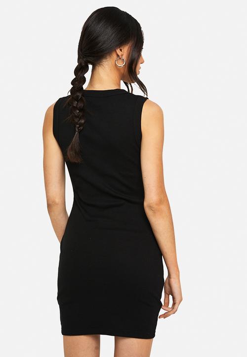 boohoo - Rib button down shift dress - black