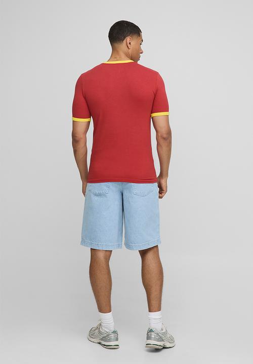 boohooMAN - Muscle Fit Hombre Racing Ringer T-Shirt - Red