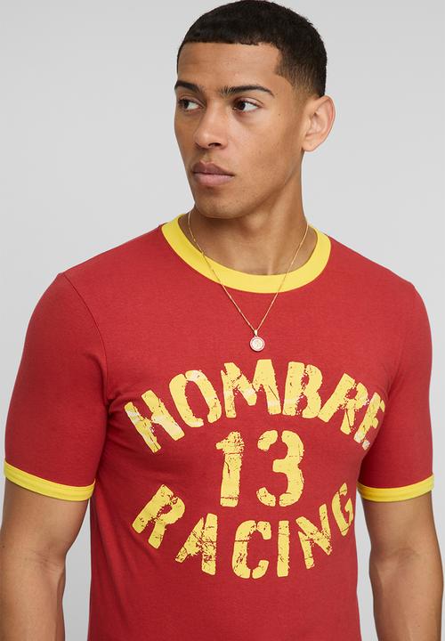 boohooMAN - Muscle Fit Hombre Racing Ringer T-Shirt - Red