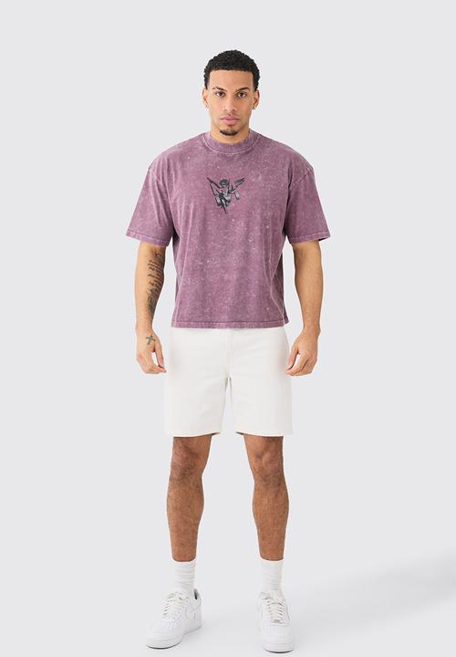 boohooMAN - Slim Rigid Denim Shorts In White - White