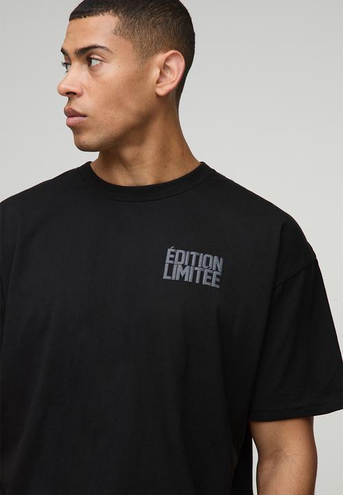 boohooMAN - Oversized Edition Limitee Puff Print Floral T-shirt - Black