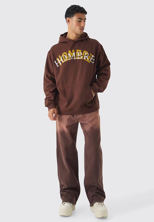 boohooMAN - Fixed Waist Relaxed Raw Hem Washed Trouser - brown