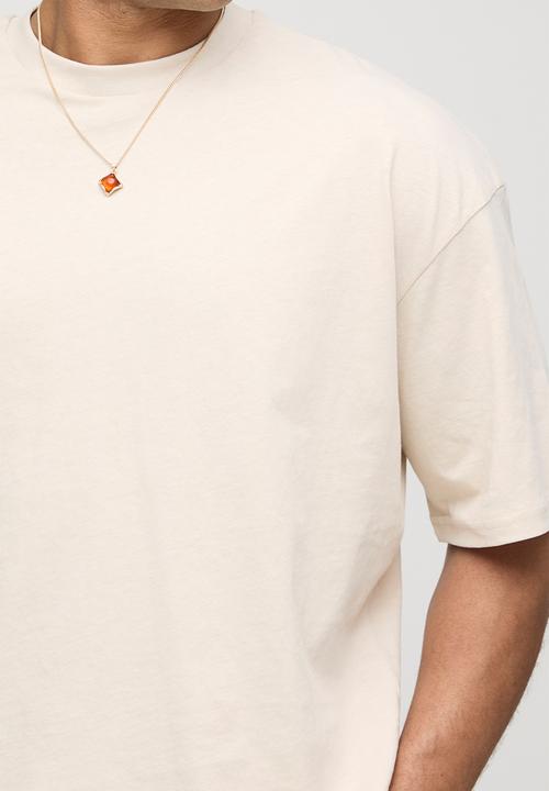 boohooMAN - Basic Oversized Boxy Crew Neck T-shirt - stone